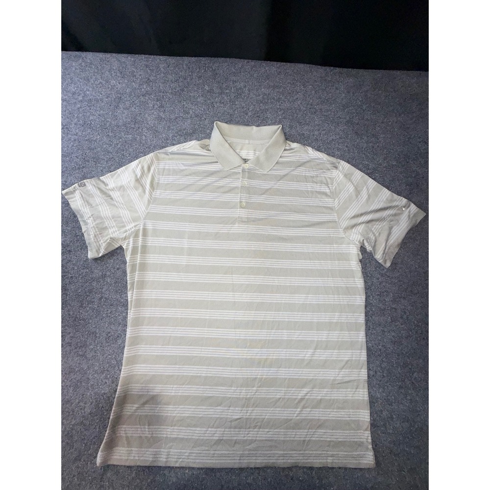 Nike Golf Tour Performance Dri-FIT Polo Shirt Khaki Tan Striped XXL Mens